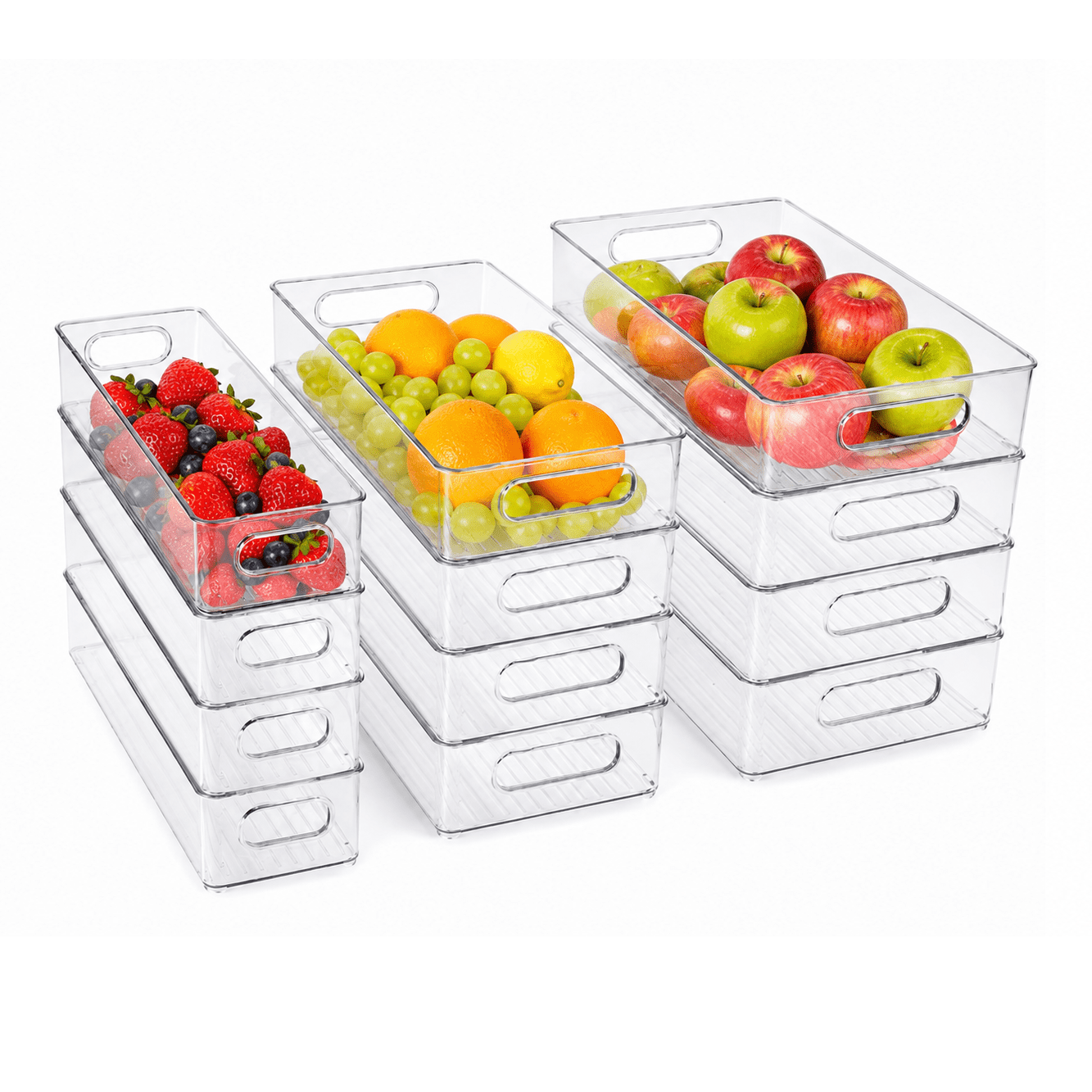 Refrigerator Organizer Bins, 3 Sizes Stackable Clear Pantry with Handles for Fridge, Freezer, Shelves, Drawer, Snack Organizer  Home & Kitchen,Boxes,Containers Plastic Baskets
