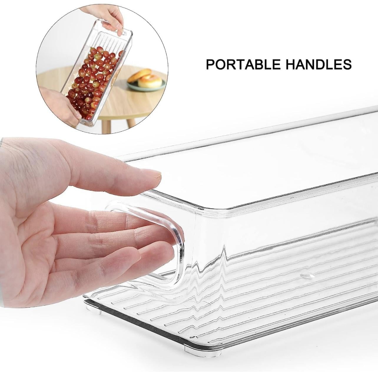 ZHOHO TANT Stackable Clear Refrigerator Organizer Bins, 3 Sizes 12 Pcs with Handles for Fridge, Freezer, Kitchen Storage — image 4 of 8