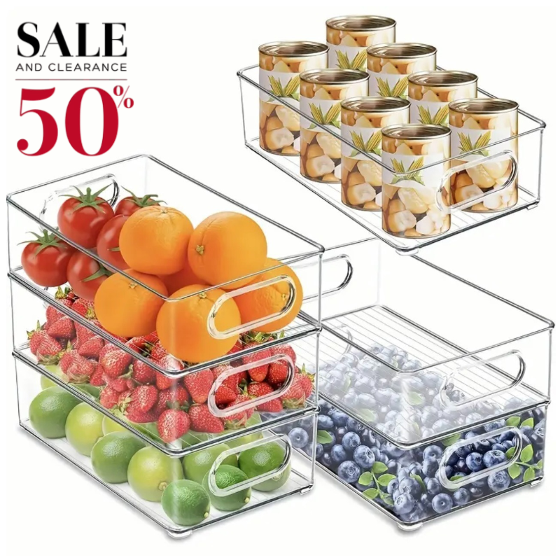 3 Pack Refrigerator Organizer Bins, 3 Sizes Stackable Clear Pantry Organizer Bins with Handles for Fridge, Freezer, Shelves, Drawer, Bins, Snack Storage for Home & Kitchen Containers