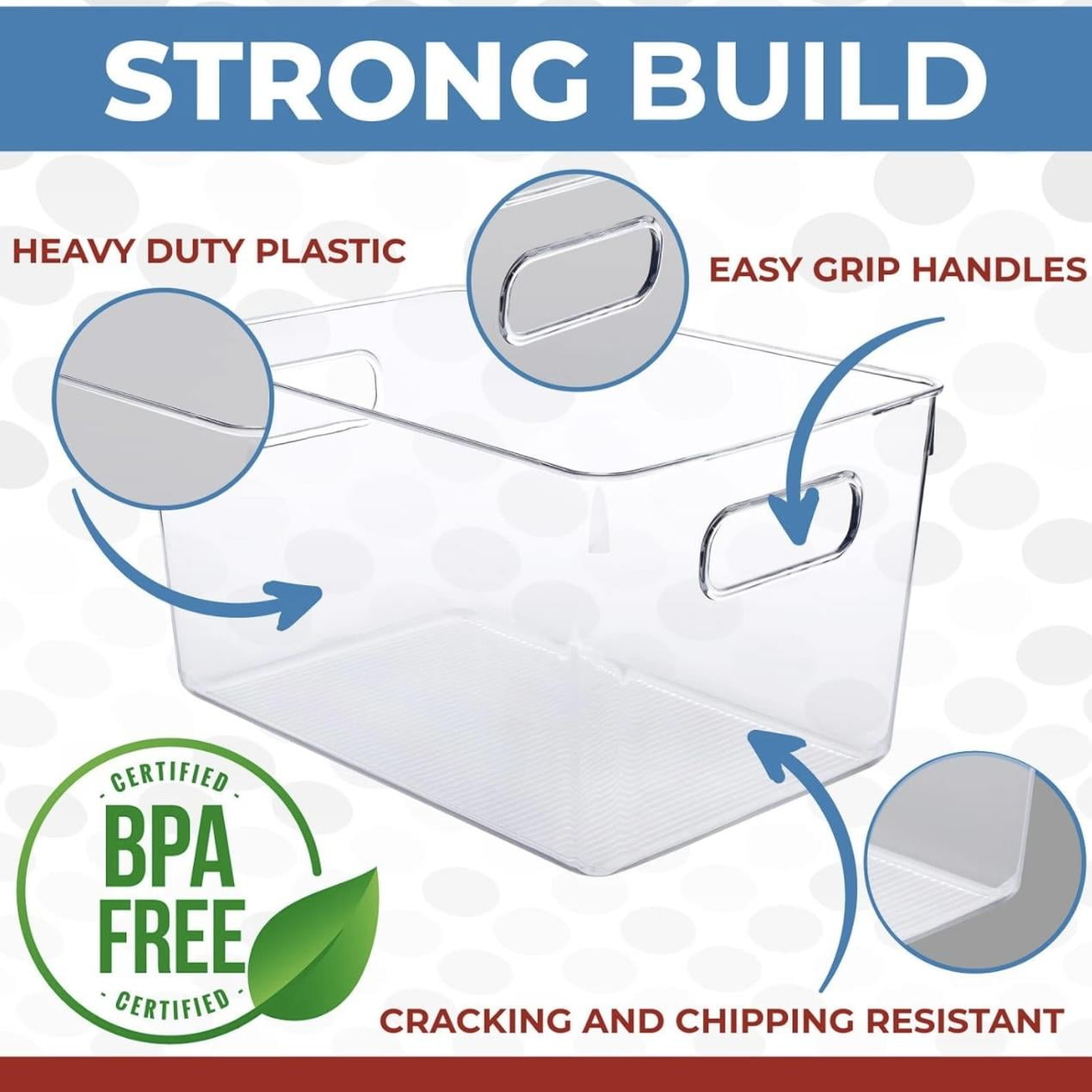 ZHOHO TANT Stackable Clear Plastic Storage Bins, Pantry & Fridge Organizers, Kitchen & Bathroom Storage Containers — image 8 of 9