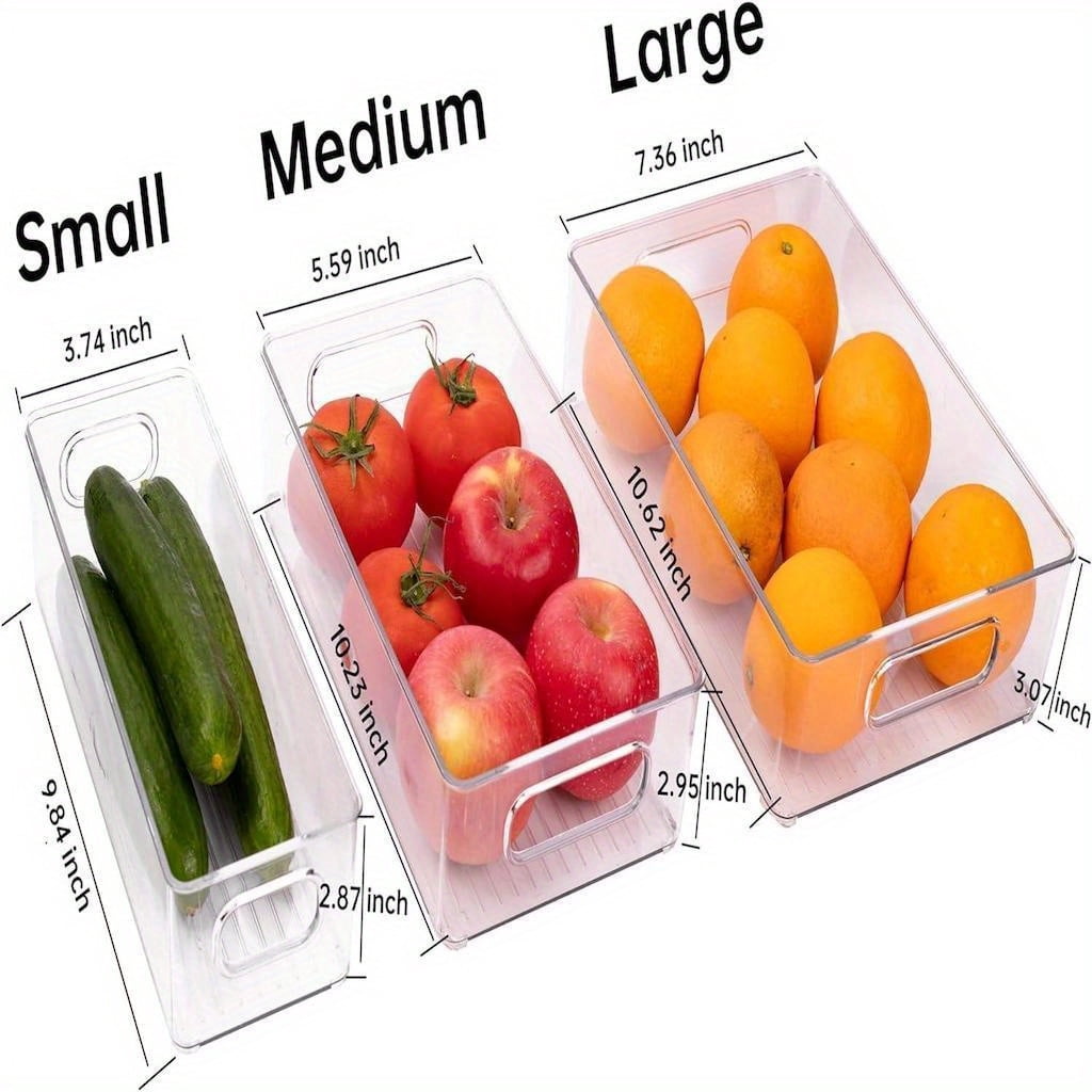 7 Pack Clear Plastic Storage Bins, 4 sizes Pantry Organizers and Storage Containers Fridge Organizer Kitchen Cabinet Organizer Medicine Organizer for Organizing Home Bathroom Freezer Refrigerator — image 4 of 8