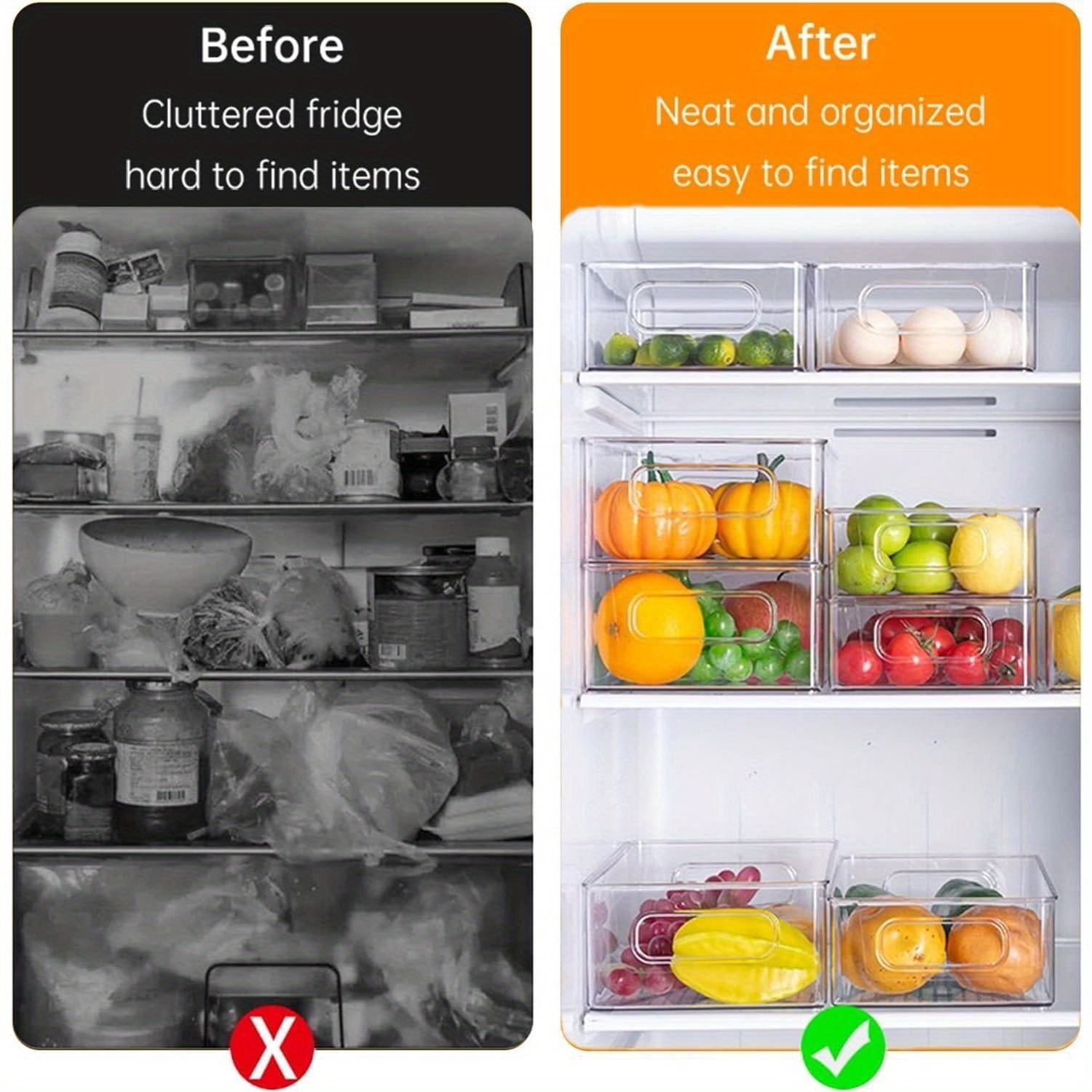 7 Pack Clear Plastic Storage Bins, 4 sizes Pantry Organizers and Storage Containers Fridge Organizer Kitchen Cabinet Organizer Medicine Organizer for Organizing Home Bathroom Freezer Refrigerator — image 8 of 8