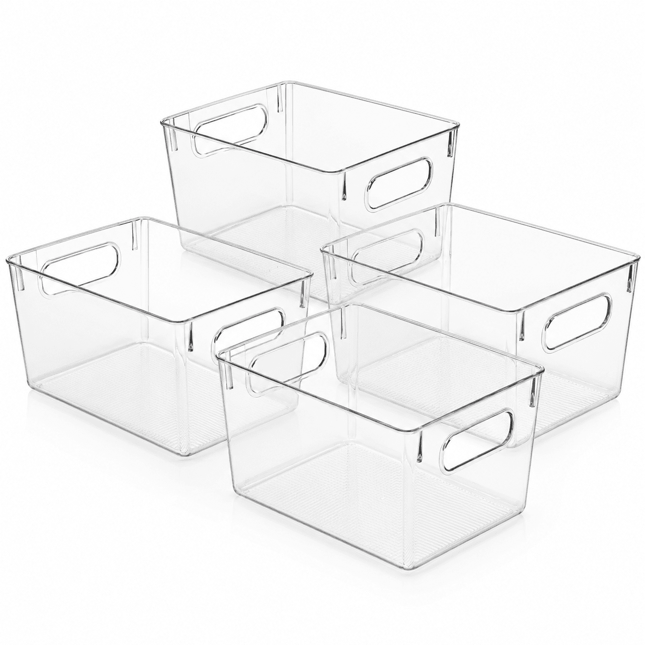 Clear Stackable Plastic Storage Bins,  Pantry and Fridge Organizers for Kitchen, Bathroom, Home,10 x 6 x 5 inches