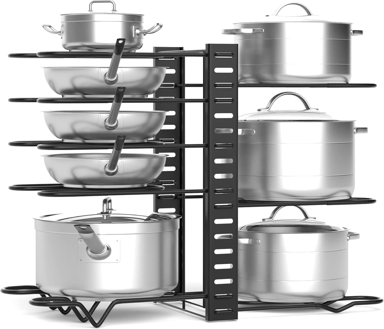 Pan Organizer Rack for Cabinet Pot Rack with 3 DIY Methods 8 Tiers Adjustable